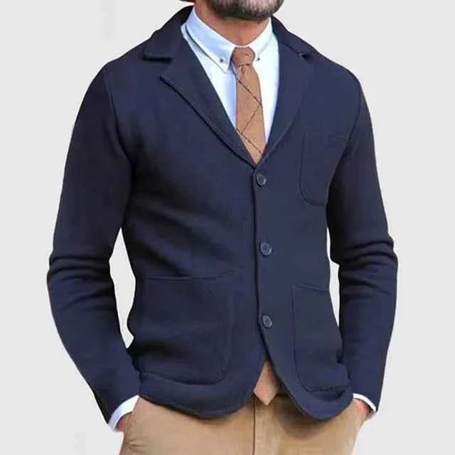 Men’s Knitted Blazer – Lapel Collar with Unstructured Shoulders