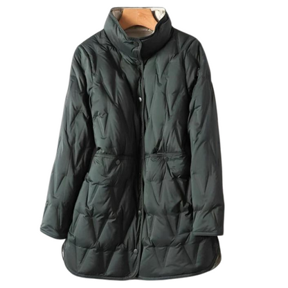 Women’s Longline Down Jacket – Lightweight Quilted Coat for Refined Winter Layering