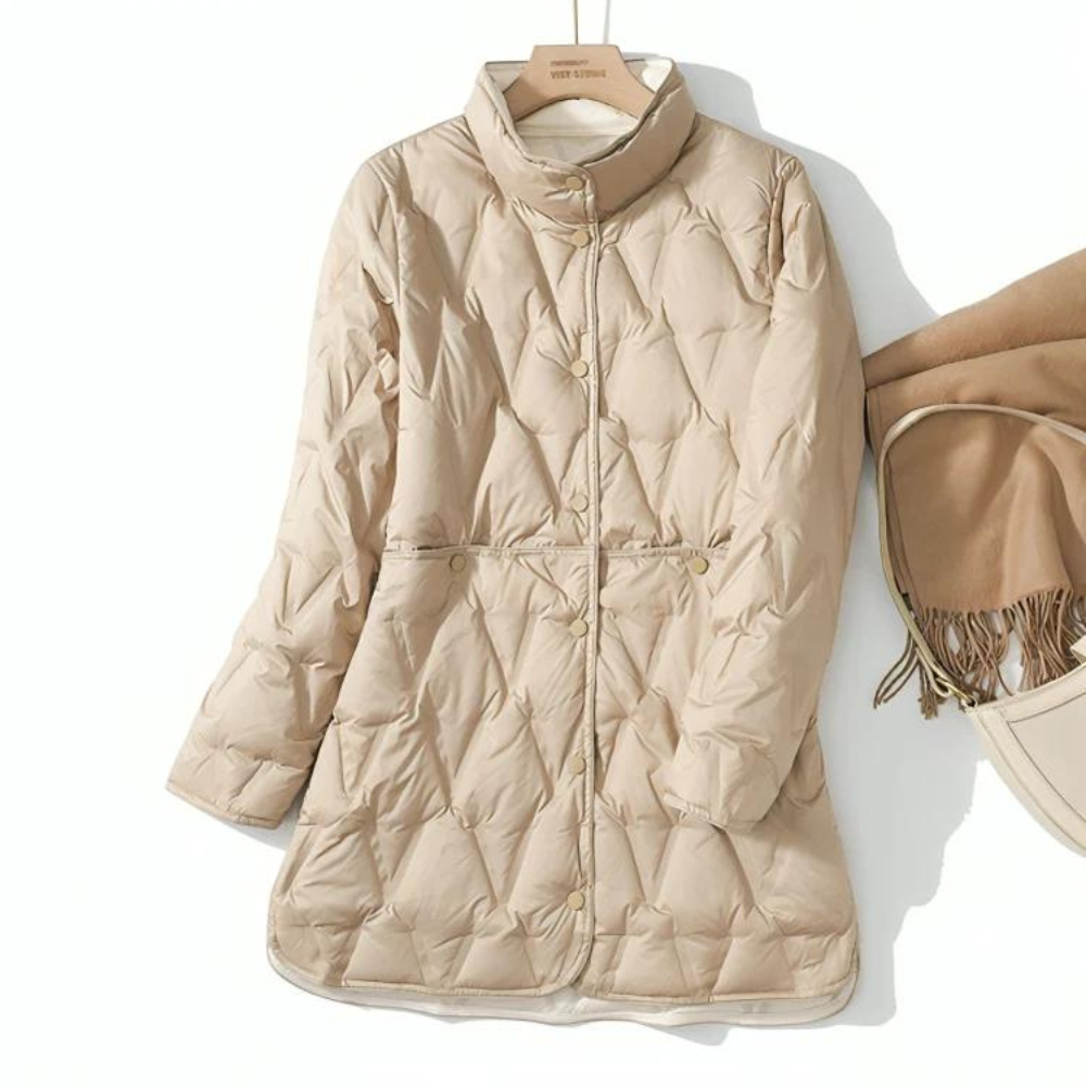 Women’s Longline Down Jacket – Lightweight Quilted Coat for Refined Winter Layering