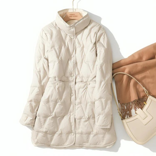 Women’s Longline Down Jacket – Lightweight Quilted Coat for Refined Winter Layering