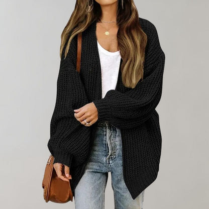 Women’s Chunky Knit Cardigan – Relaxed Open-Front Layer for Autumn and Winter