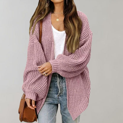 Women’s Chunky Knit Cardigan – Relaxed Open-Front Layer for Autumn and Winter