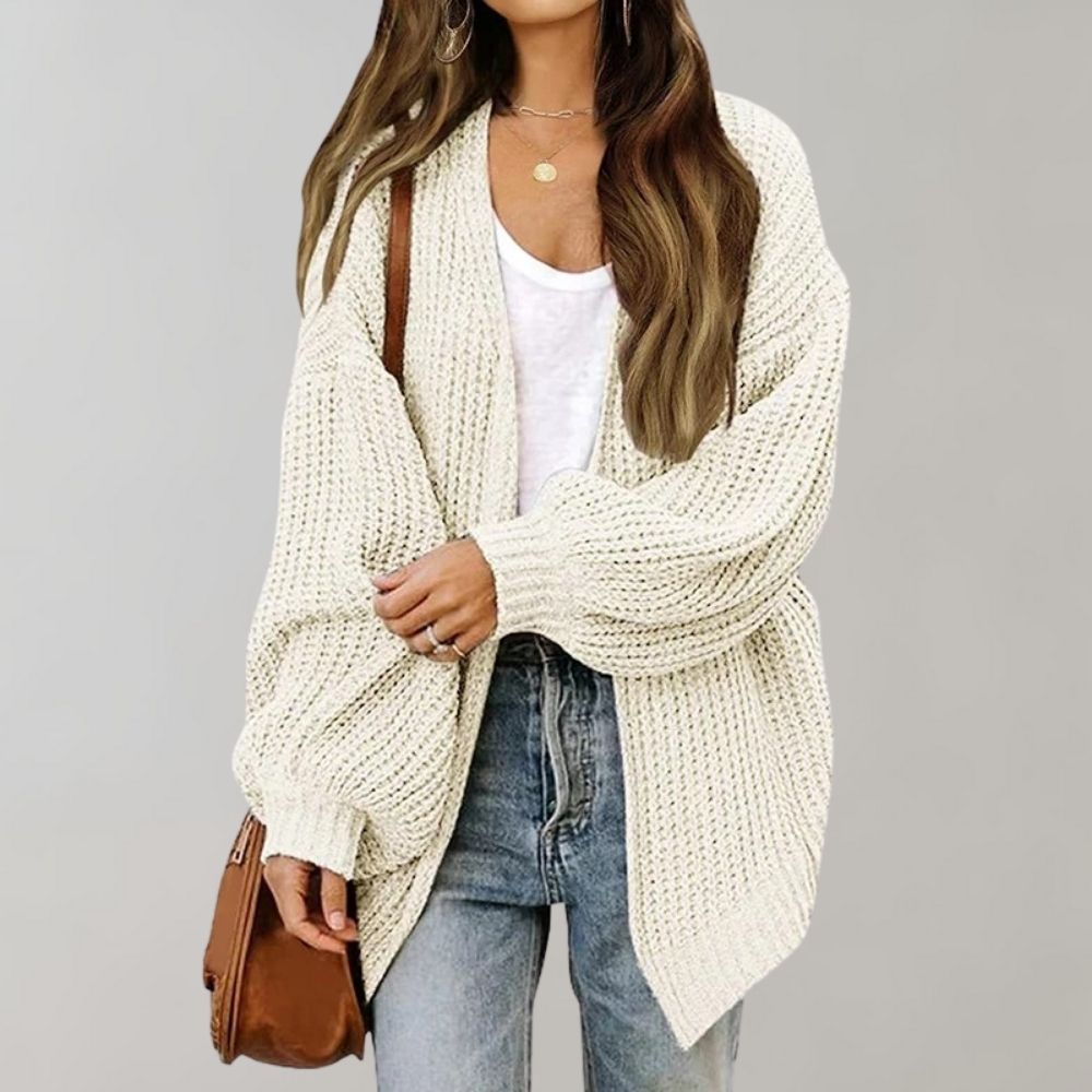 Women’s Chunky Knit Cardigan – Relaxed Open-Front Layer for Autumn and Winter
