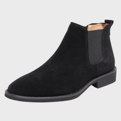 Men’s Suede Chelsea Boots – Sleek Ankle Design with Elastic Side Panels and Low Heel