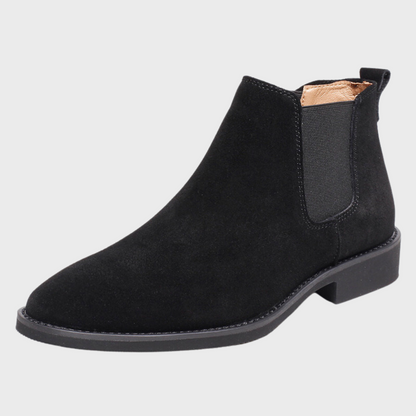 Men’s Suede Chelsea Boots – Sleek Ankle Design with Elastic Side Panels and Low Heel