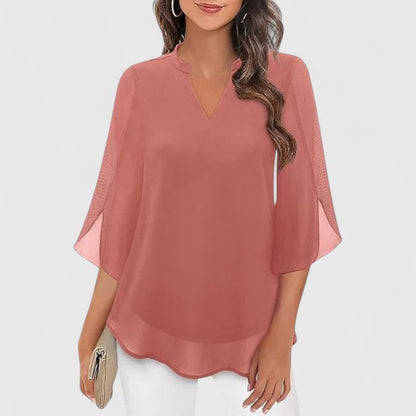 Women’s Elegant Blouse – Flowing V-Neck Blouse with Wide Flared Sleeves