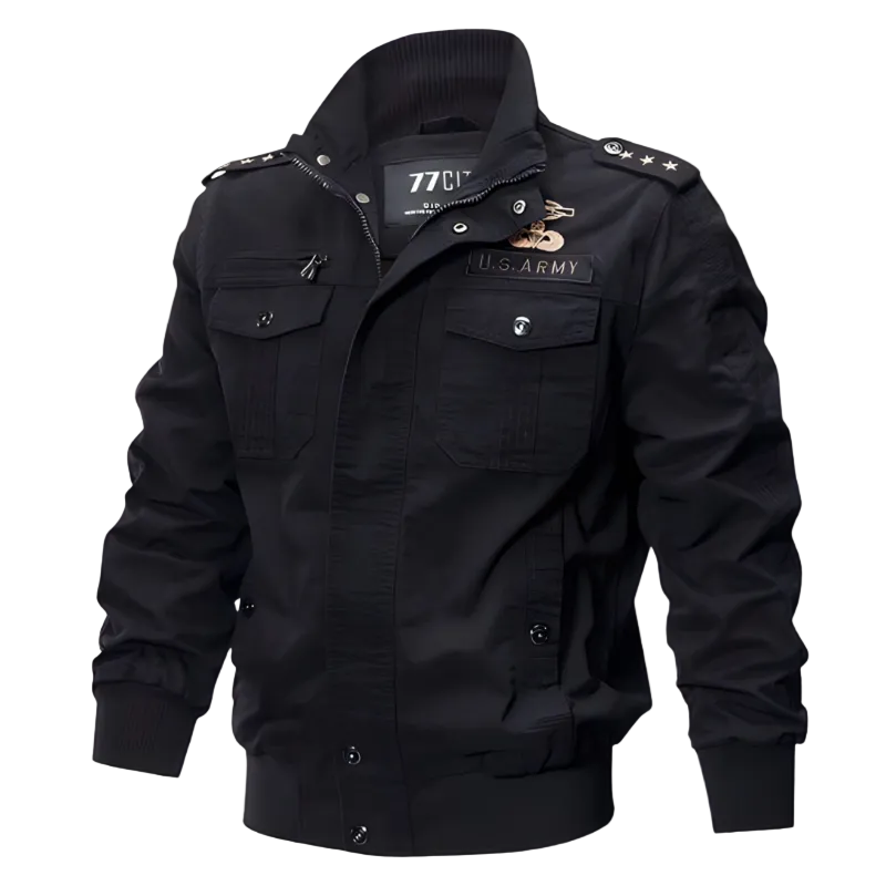 Men’s Military Field Bomber Jacket – Utility Zip-Front Outerwear with Multi-Pocket Detailing