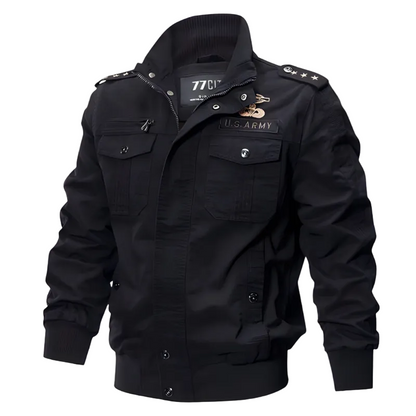 Men’s Military Field Bomber Jacket – Utility Zip-Front Outerwear with Multi-Pocket Detailing