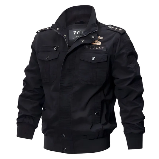Men’s Military Field Bomber Jacket – Utility Zip-Front Outerwear with Multi-Pocket Detailing