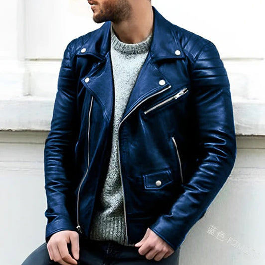 Men’s Quilted-Panel Leather Biker Jacket – Statement Layer for City and Weekend Wear