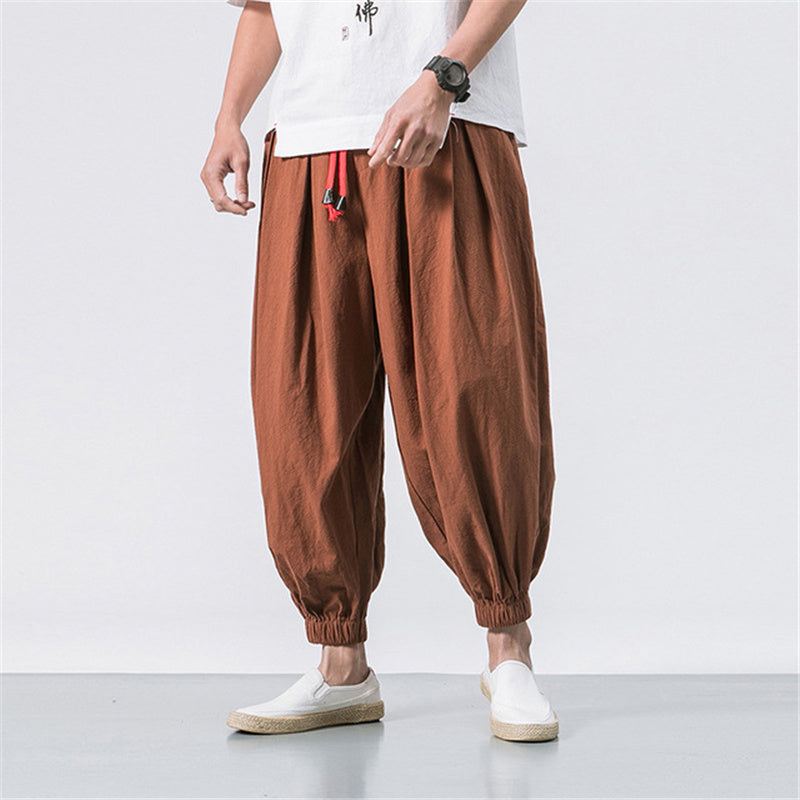 Men’s Relaxed Harem Trousers – Drawstring Casual Pants for Everyday Comfort