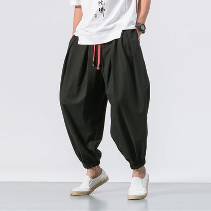 Men’s Relaxed Harem Trousers – Drawstring Casual Pants for Everyday Comfort