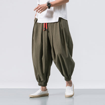 Men’s Relaxed Harem Trousers – Drawstring Casual Pants for Everyday Comfort