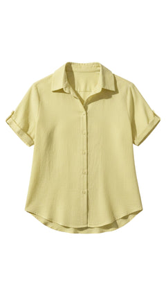 Women’s Short-Sleeve Button-Up Shirt – Relaxed Smart Casual Everyday Style