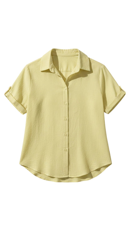 Women’s Short-Sleeve Button-Up Shirt – Relaxed Smart Casual Everyday Style