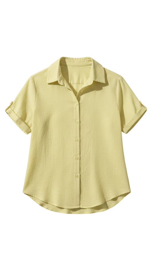 Women’s Short-Sleeve Button-Up Shirt – Relaxed Smart Casual Everyday Style
