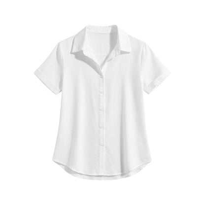 Women’s Short-Sleeve Button-Up Shirt – Relaxed Smart Casual Everyday Style