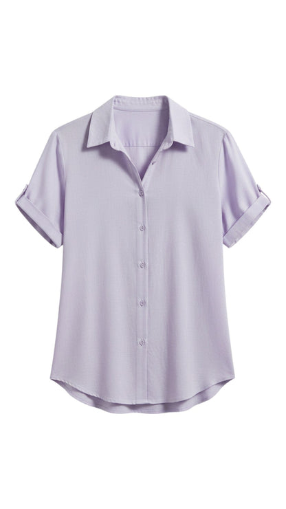 Women’s Short-Sleeve Button-Up Shirt – Relaxed Smart Casual Everyday Style