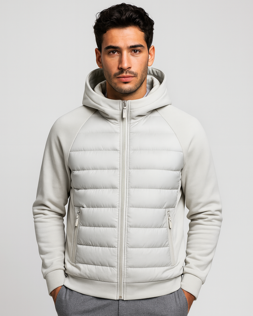 Men’s Hooded Hybrid Softshell Jacket – Lightweight Autumn Winter Layer for Everyday Wear