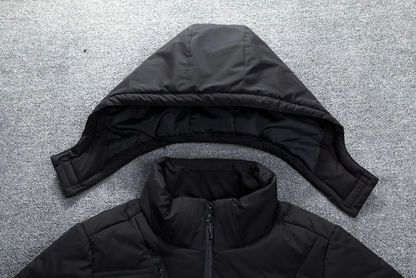 Men’s Detachable-Hood Puffer Winter Jacket – Heavy Insulated Layer for Outdoor Cold-Weather Wear