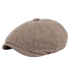 Men’s Herringbone Baker Boy Cap – Classic Wool Hat for City and Weekend Styling