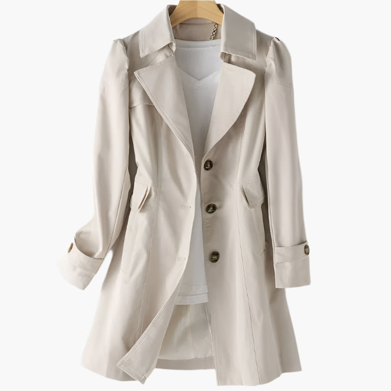 Women’s Single-Breasted Trench Coat – Tailored Transitional Layer for Smart Casual Wear