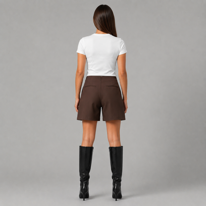 Women’s Wrap-Front Skort – High-Waisted Mini Skirt Look with Built-In Shorts for Brunch and City Wear
