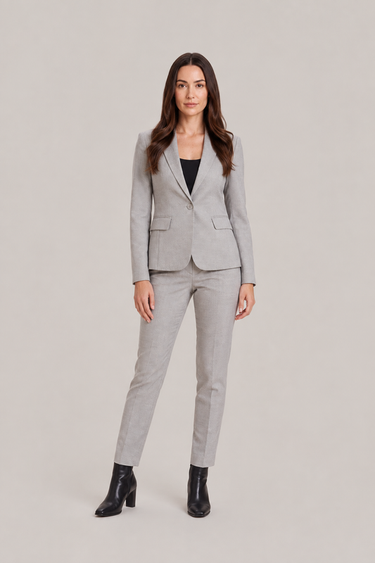 Women’s Tailored Trouser Suit – Fitted Single-Breasted Blazer with Straight-Leg Trousers for Office and Business Wear