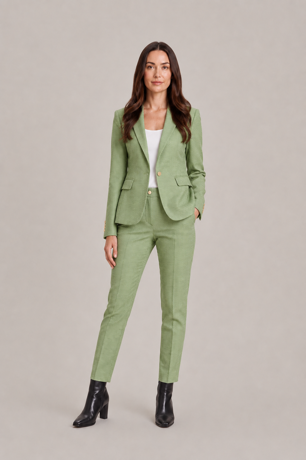 Women’s Tailored Trouser Suit – Fitted Single-Breasted Blazer with Straight-Leg Trousers for Office and Business Wear