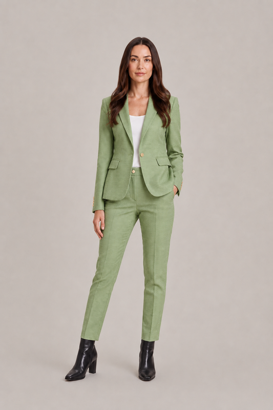 Women’s Tailored Trouser Suit – Fitted Single-Breasted Blazer with Straight-Leg Trousers for Office and Business Wear