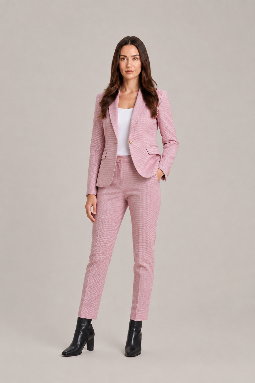 Women’s Tailored Trouser Suit – Fitted Single-Breasted Blazer with Straight-Leg Trousers for Office and Business Wear