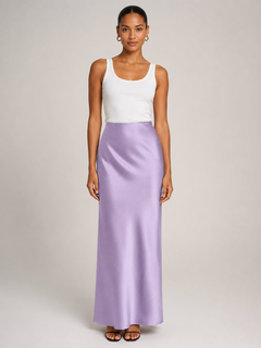 Women’s Satin Maxi Skirt – High-Rise Flowing Design with Soft Sheen for Dinners Parties and Evening Wear