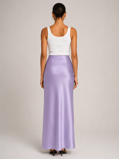 Women’s Satin Maxi Skirt – High-Rise Flowing Design with Soft Sheen for Dinners Parties and Evening Wear