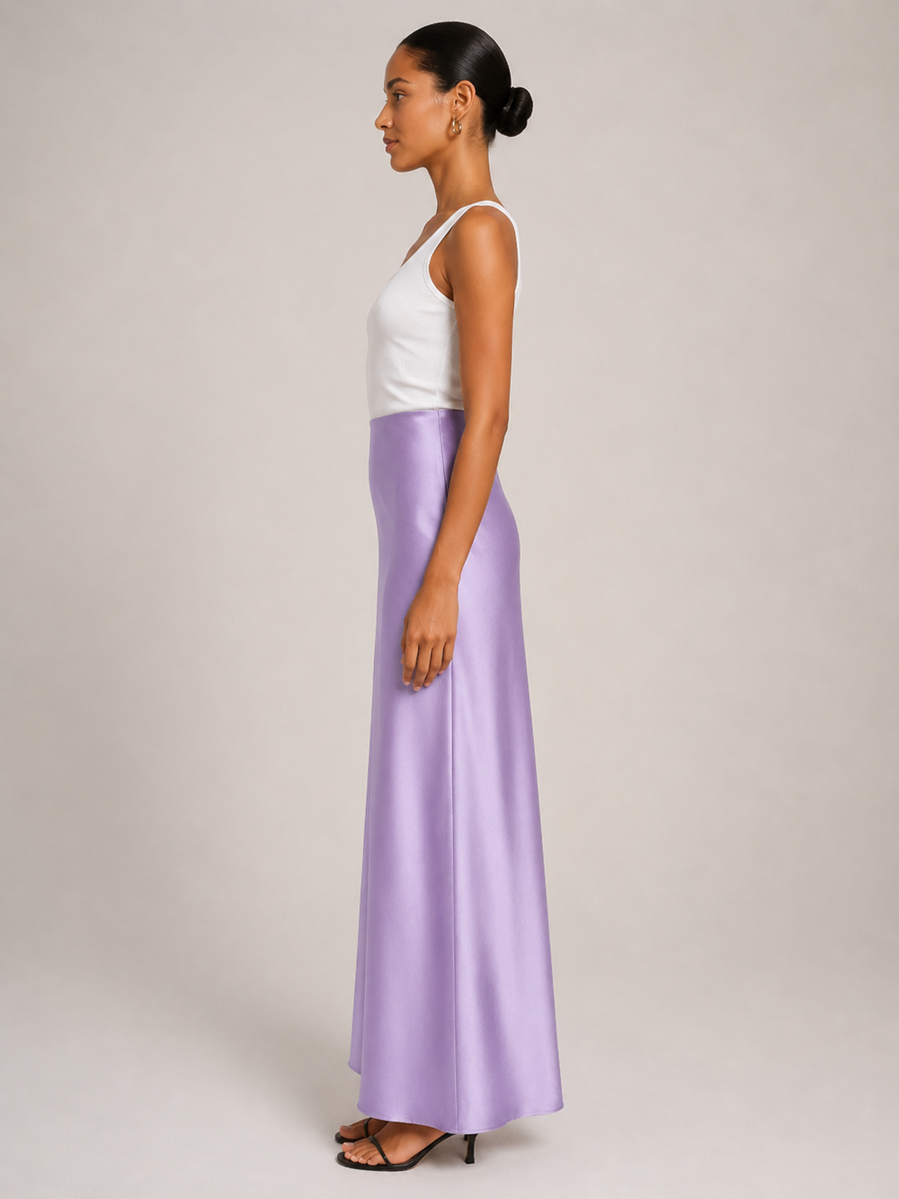 Women’s Satin Maxi Skirt – High-Rise Flowing Design with Soft Sheen for Dinners Parties and Evening Wear