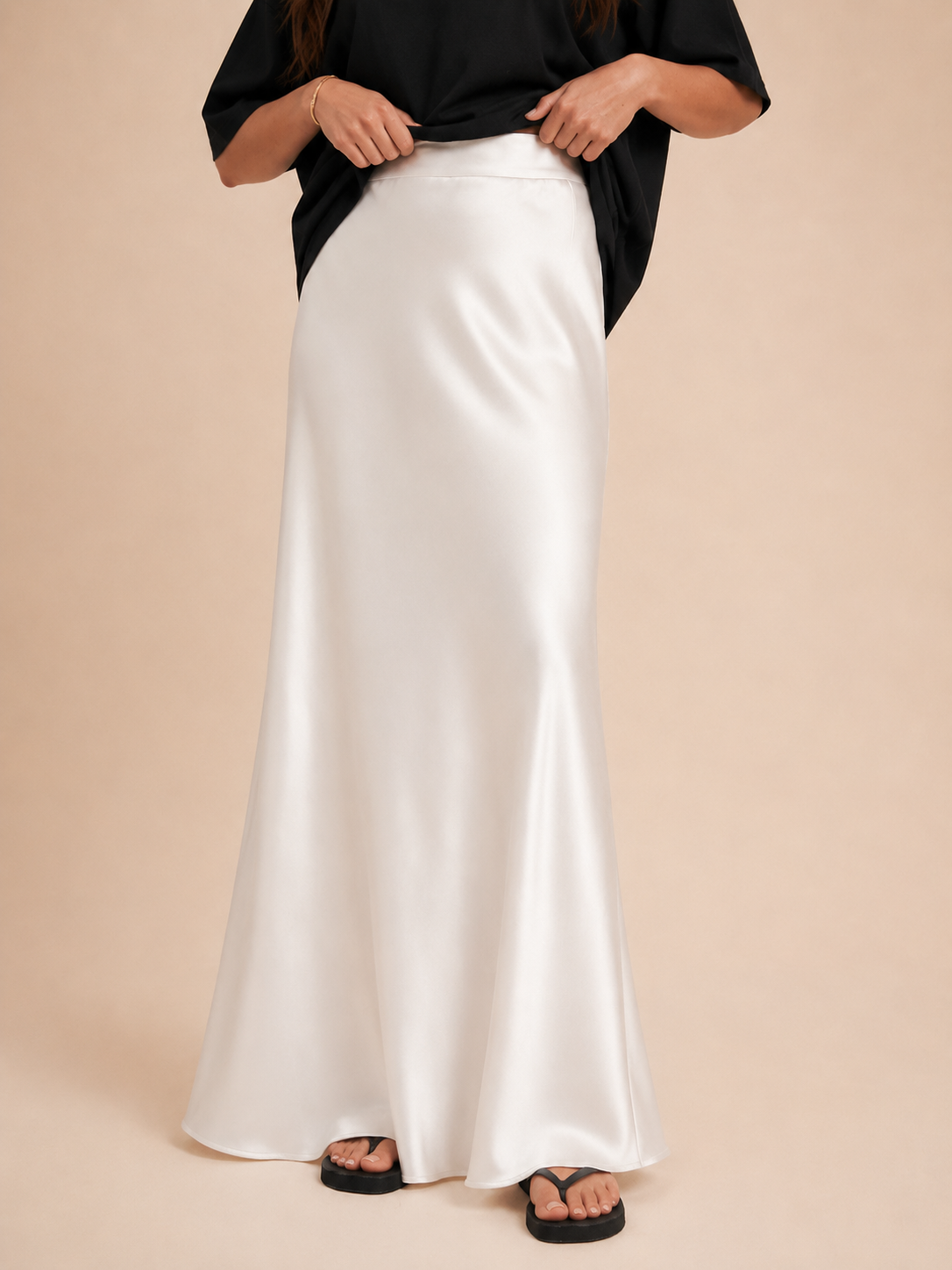 Women’s Satin A-Line Maxi Skirt – High-Waisted Flowing Silhouette with Soft Sheen for Dinners and Occasion Wear