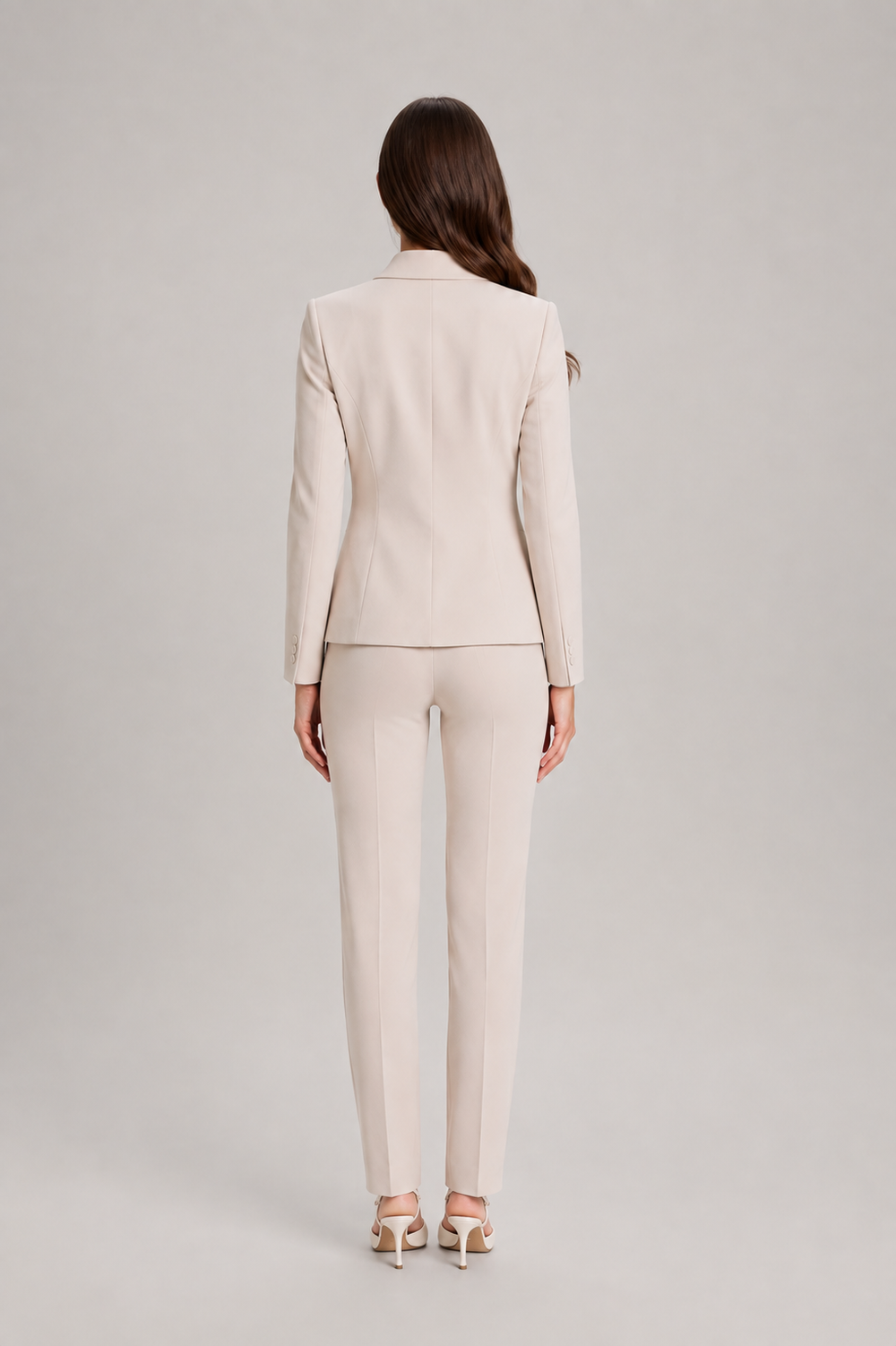 Women’s Asymmetric Blazer Trouser Suit – Tailored Wrap-Front Jacket with Straight-Leg Trousers for Office and Business Wear