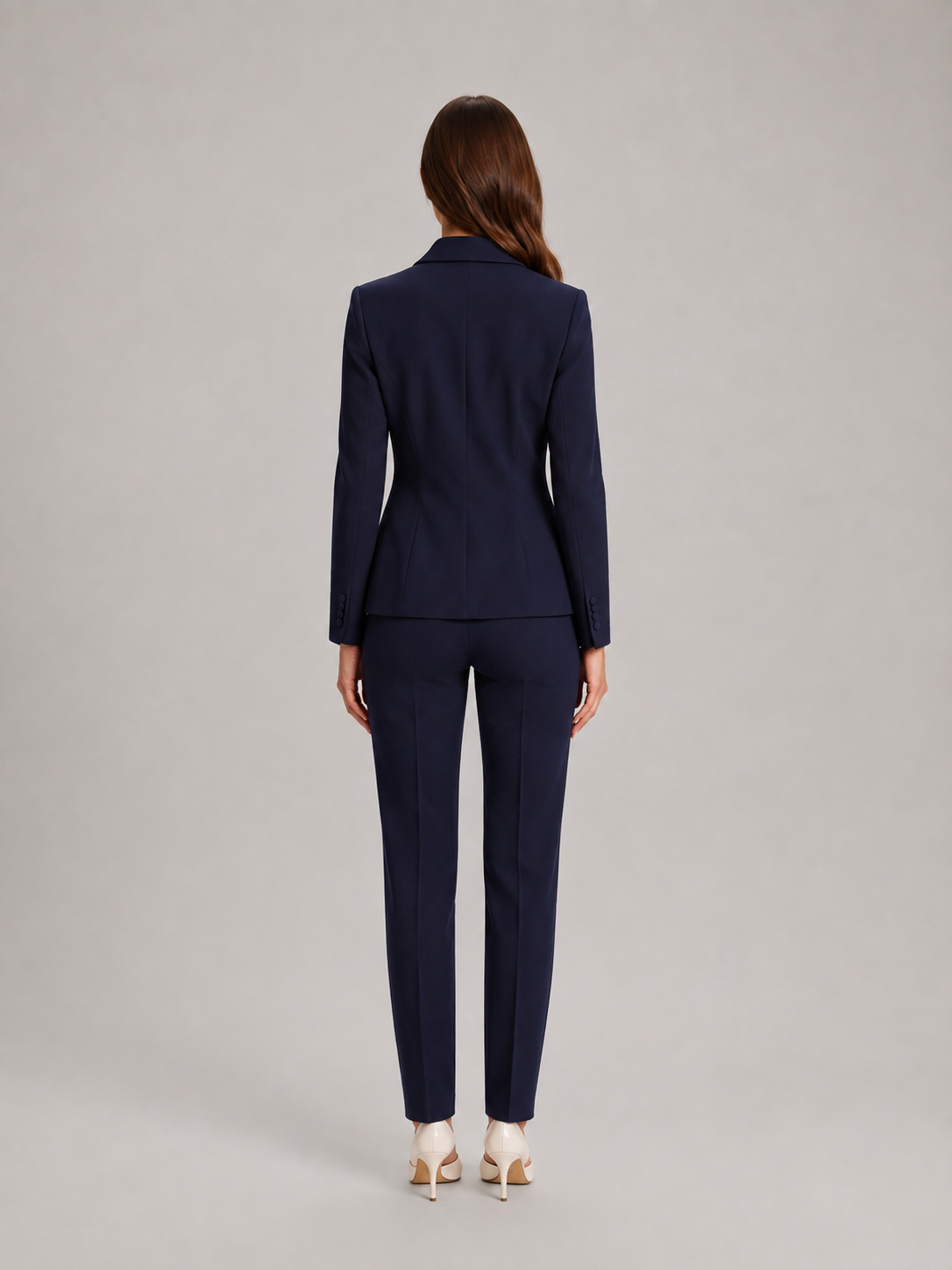Women’s Asymmetric Blazer Trouser Suit – Tailored Wrap-Front Jacket with Straight-Leg Trousers for Office and Business Wear
