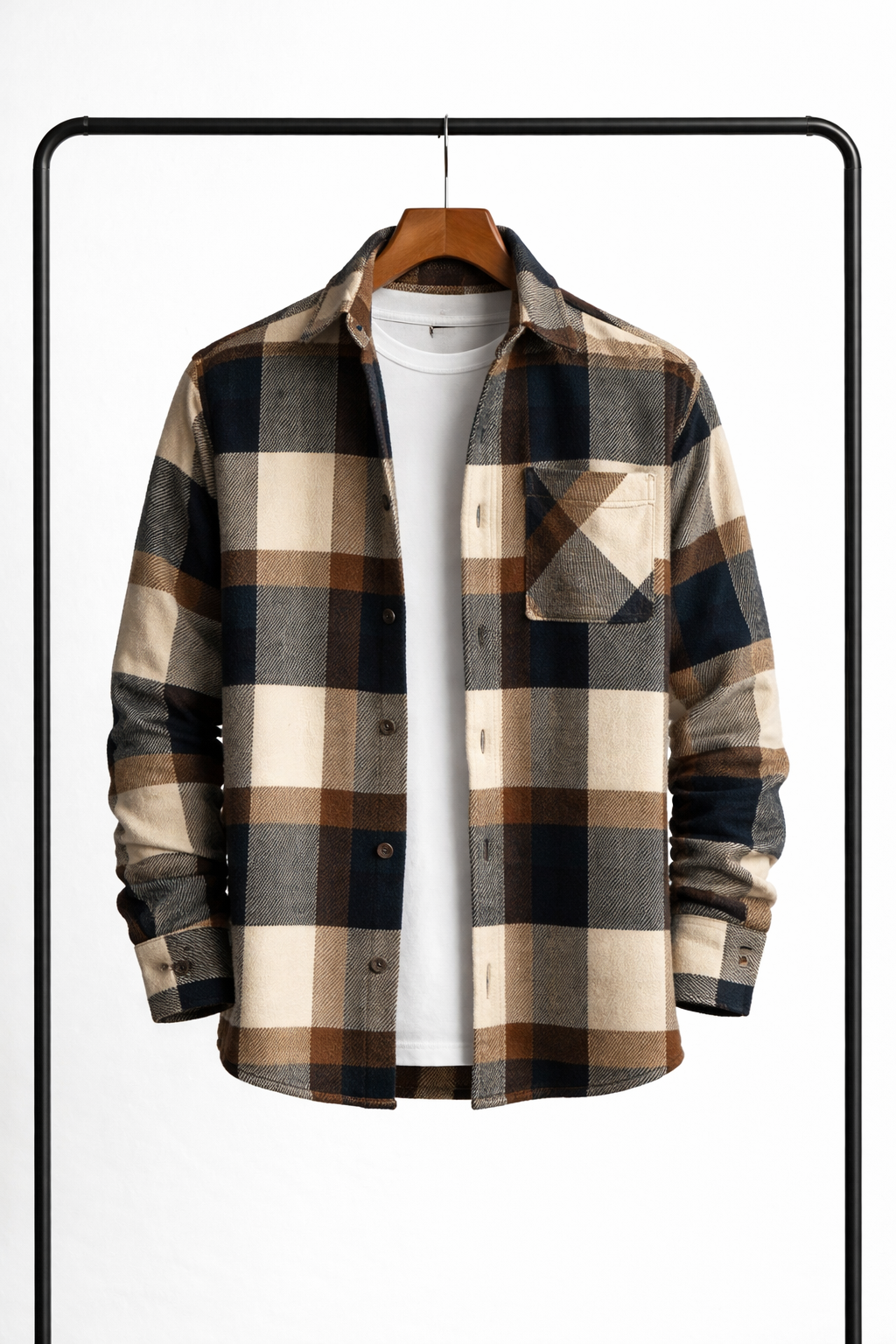 Classic Checked Men’s Overshirt – Warm, Comfortable & Versatile Layering Shirt Jacket