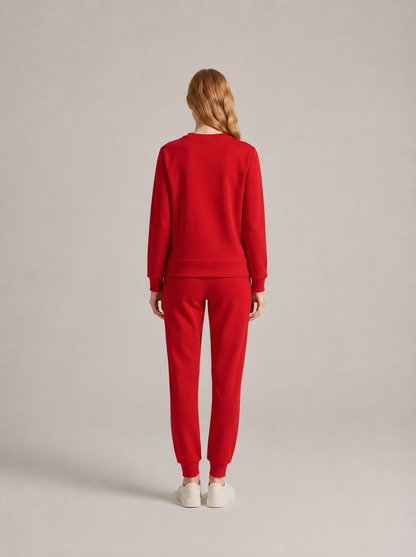 Women’s Thermal Lounge Set – Long-Sleeve Sweatshirt with Fleece-Lined Joggers for Cold-Weather Layering and Home Wear