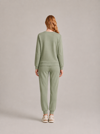 Women’s Thermal Lounge Set – Long-Sleeve Sweatshirt with Fleece-Lined Joggers for Cold-Weather Layering and Home Wear