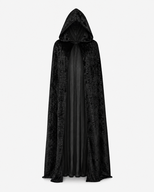 Women's Black Hooded Velvet Cape Halloween Costume Accessory