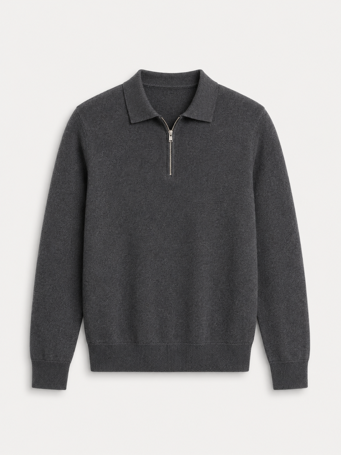 Men’s Fine-Knit Polo Sweater – Zip-Neck Smart Layer for Autumn and Winter