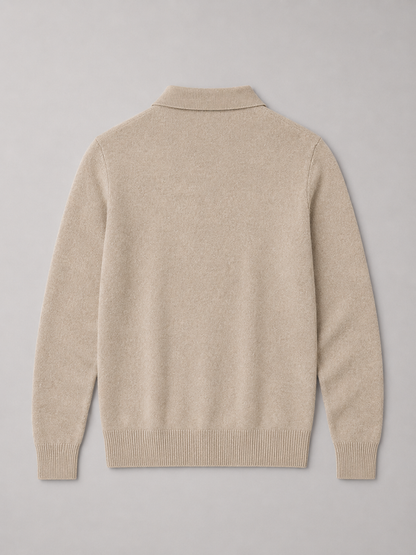 Men’s Fine-Knit Polo Sweater – Zip-Neck Smart Layer for Autumn and Winter