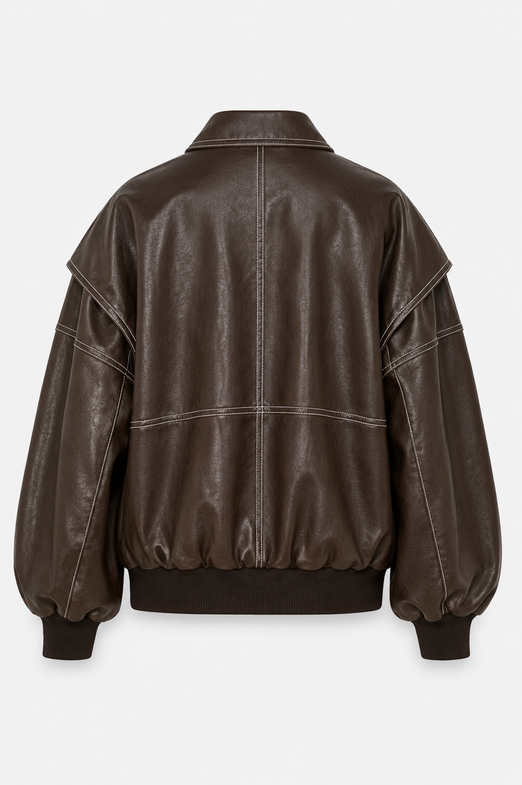 Women’s Oversized Bomber Jacket – Contrast-Stitch Zip Layer for Spring and Autumn