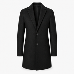 Men’s Mid-Length Tweed Overcoat – Straight-Cut Tailored Layer for Smart Everyday Wear