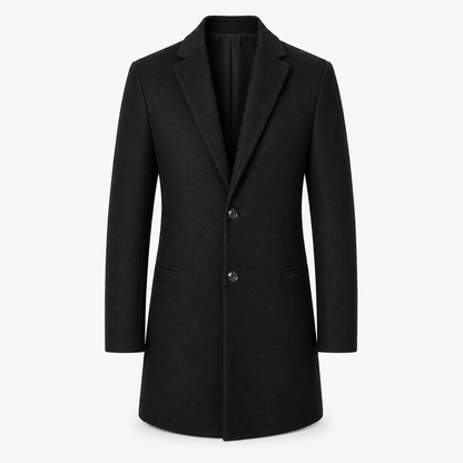 Men’s Mid-Length Tweed Overcoat – Straight-Cut Tailored Layer for Smart Everyday Wear