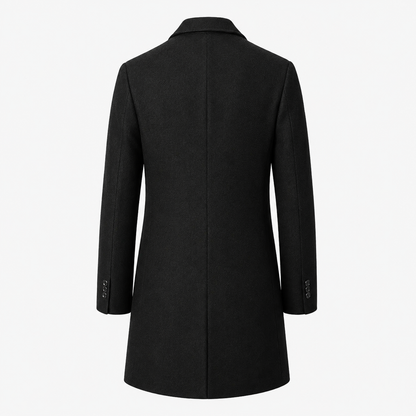 Men’s Mid-Length Tweed Overcoat – Straight-Cut Tailored Layer for Smart Everyday Wear