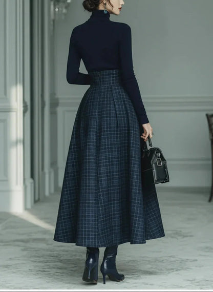 Women’s Turtleneck Skirt Co-Ord Set – High-Waist A-Line Autumn and Winter Occasion Wear