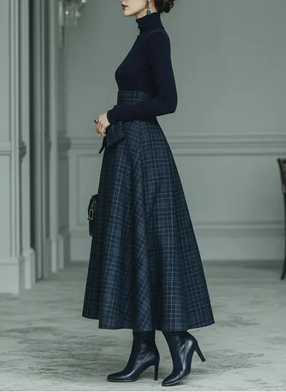 Women’s Turtleneck Skirt Co-Ord Set – High-Waist A-Line Autumn and Winter Occasion Wear