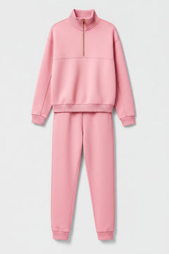 Women’s Cotton Lounge Set – Half-Zip Sweatshirt and Jogger Trousers for Travel and Everyday Comfort